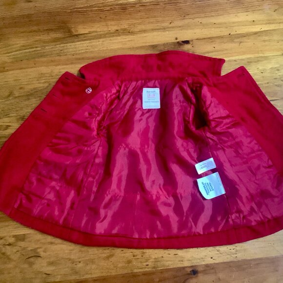 Infant Red Wool Coat Sz 12-18 mos. Old Navy - Picture 5 of 7